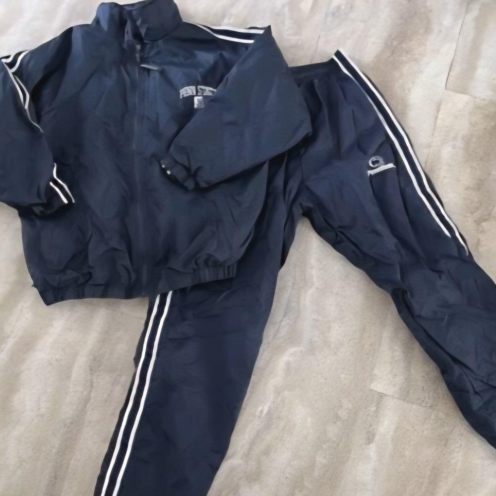 Navy Blue Tracksuit with White Stripes